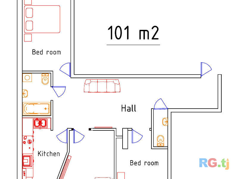 3-комн. квартира, 101 м² 7 этаж на продажу