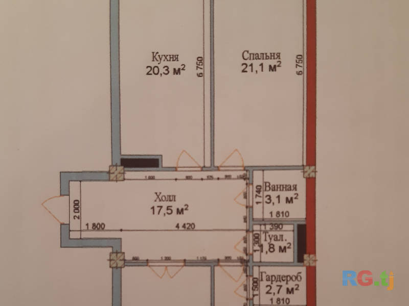 3-комн. квартира, 113 м² 4 этаж на продажу