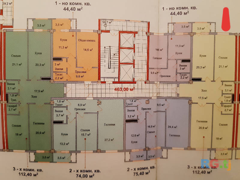 3-комн. квартира, 113 м² 4 этаж на продажу