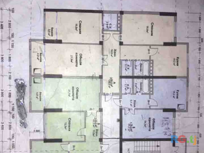 3-комн. квартира, 108 м² 4 этаж на продажу