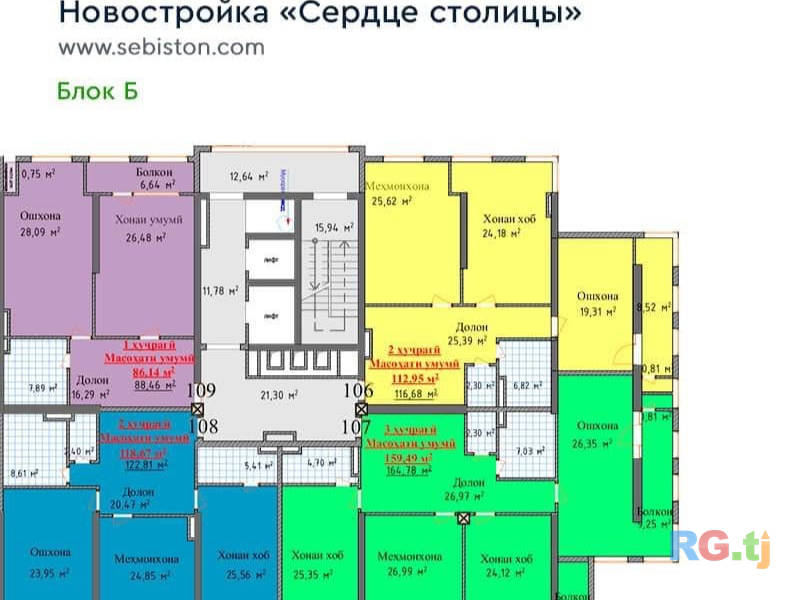 2-комн. квартира, 112,95 м² 14 этаж на продажу