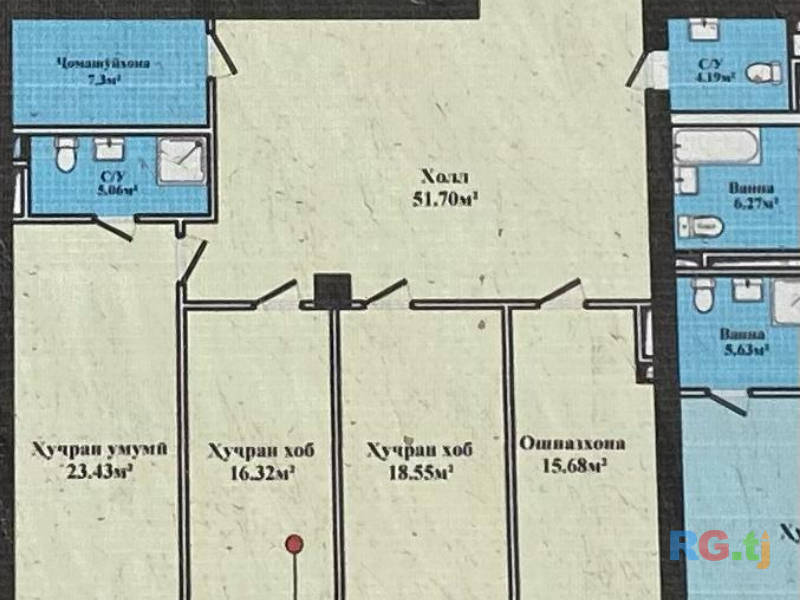 3-комн. квартира, 165 м² 5 этаж на продажу