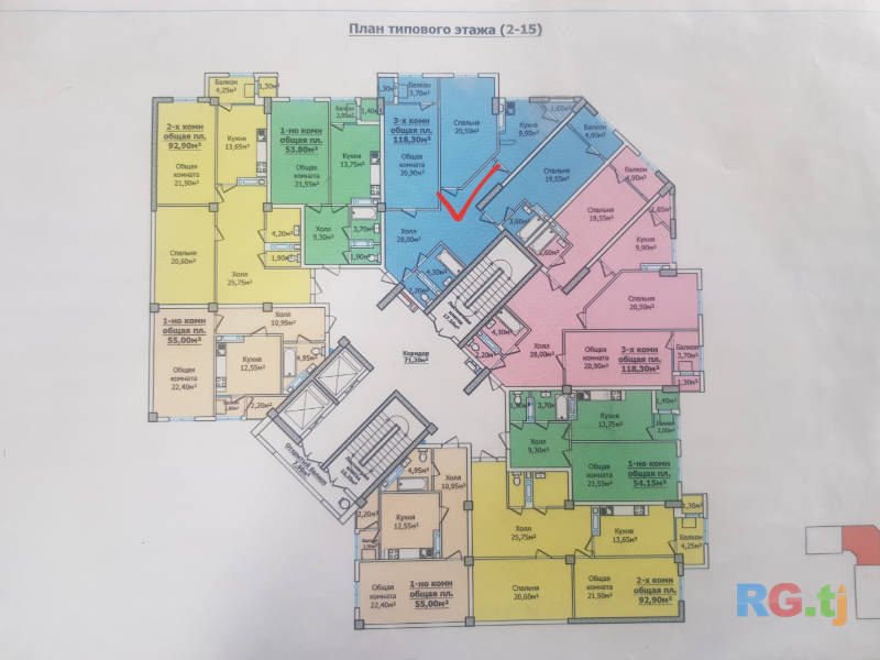 3-комн. квартира, 118.3 м² 13 этаж на продажу