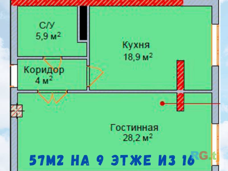 2-комн. квартира, 78 м² 8 этаж на продажу