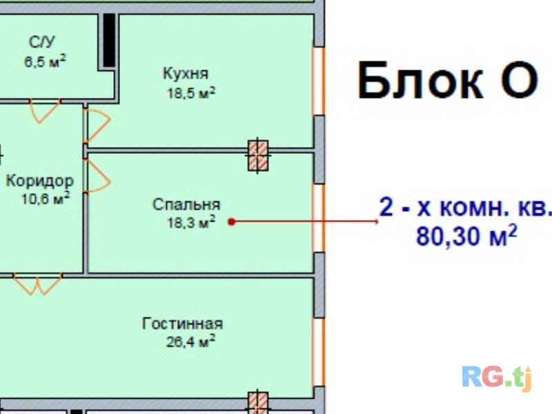 2-комн. квартира, 78 м² 8 этаж на продажу