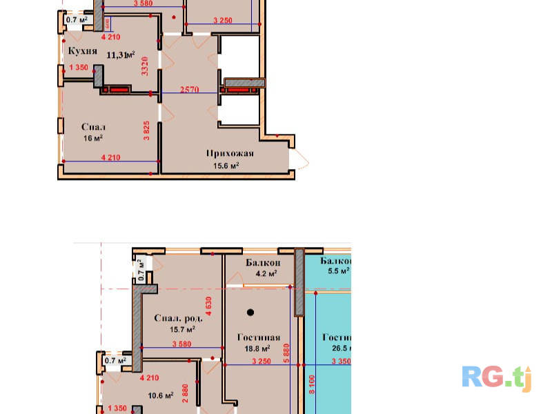 2-комн. квартира, 91.60 м² 8 этаж на продажу