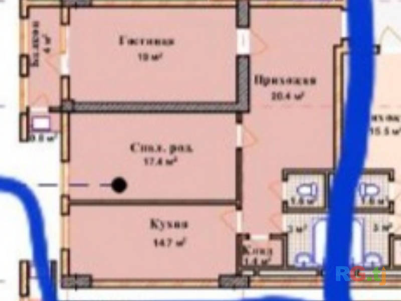 2-комн. квартира, 82 м² 14 этаж на продажу