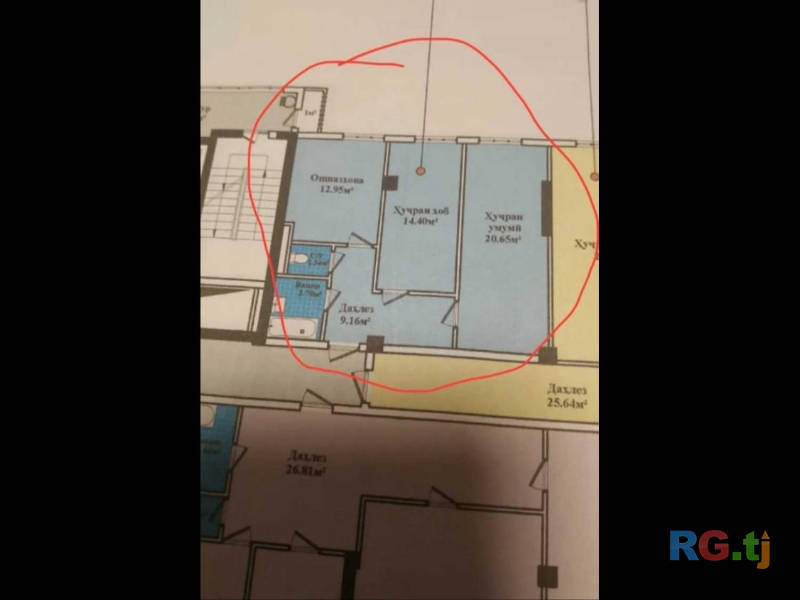 2-комн. квартира, 63 м² 3 этаж на продажу