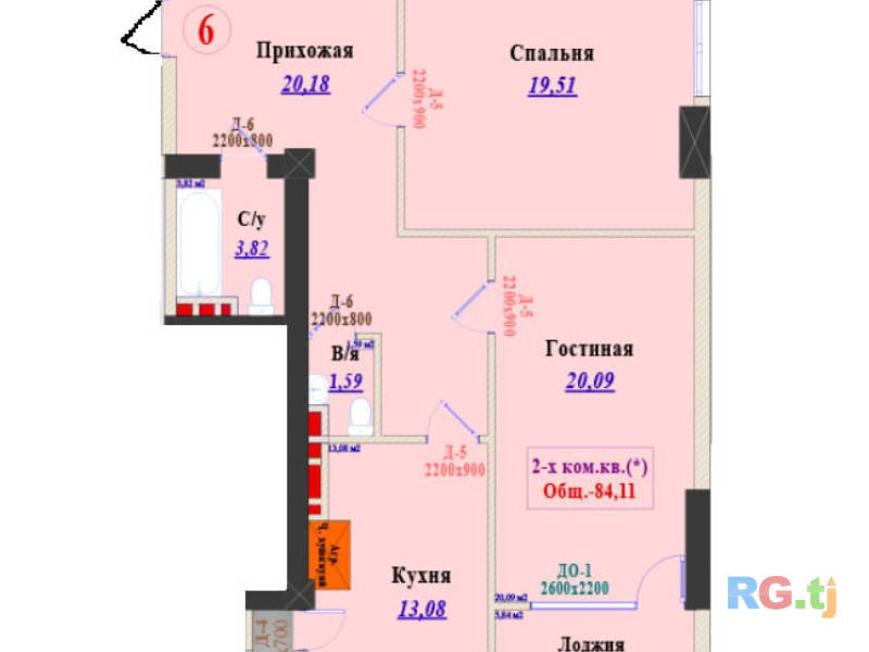 2-комн. квартира, 83 м² 8 этаж на продажу