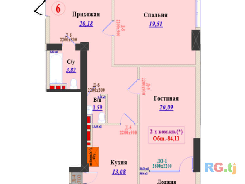 2-комн. квартира, 83,30 м² 8 этаж на продажу