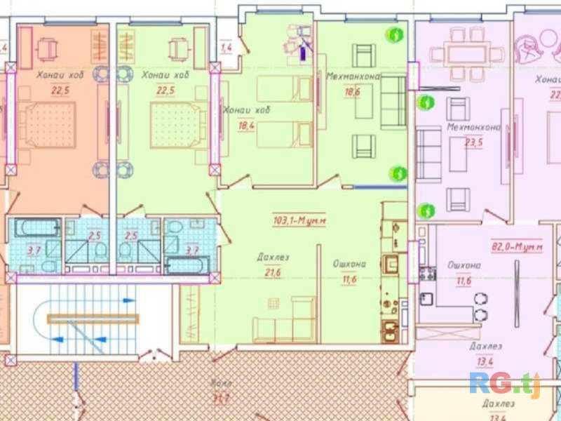 3-комн. квартира, 107 м² 9 этаж на продажу
