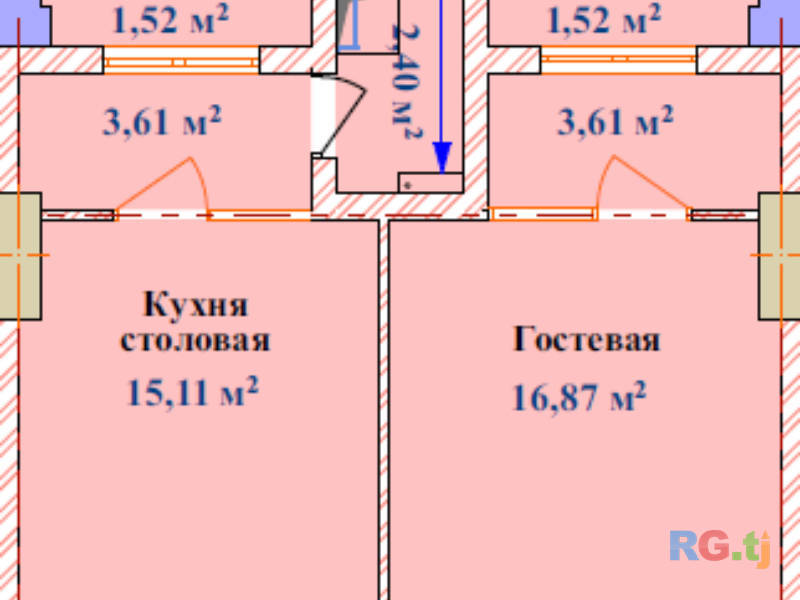 1-комн. квартира, 60 м² 11 этаж на продажу