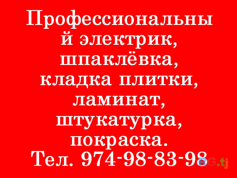 Профессиональный электрик, шпаклëвка и т.д.