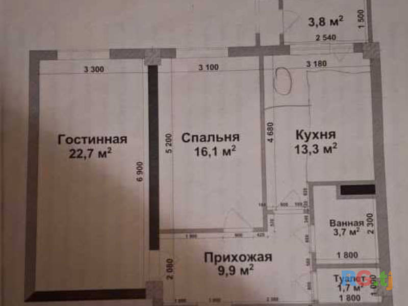 2-комн. квартира, 71.2 м² 7 этаж на продажу