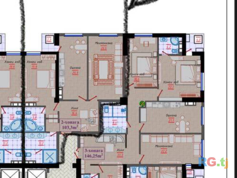 2-комн. квартира, 103,3 м² на продажу