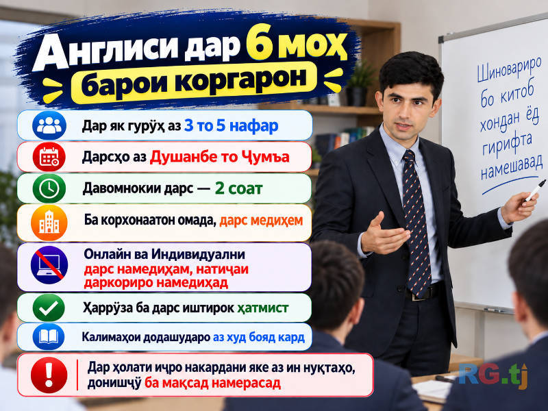 Англиси дар 6 моҳ барои коргарон